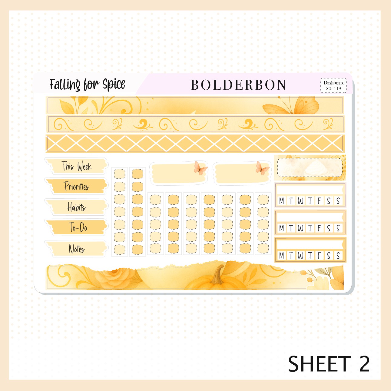 FALLING FOR SPICE Erin Condren Dashboard Sticker kit || Cozy Fall Floral Planner Stickers, Autumn Aesthetic Vibe