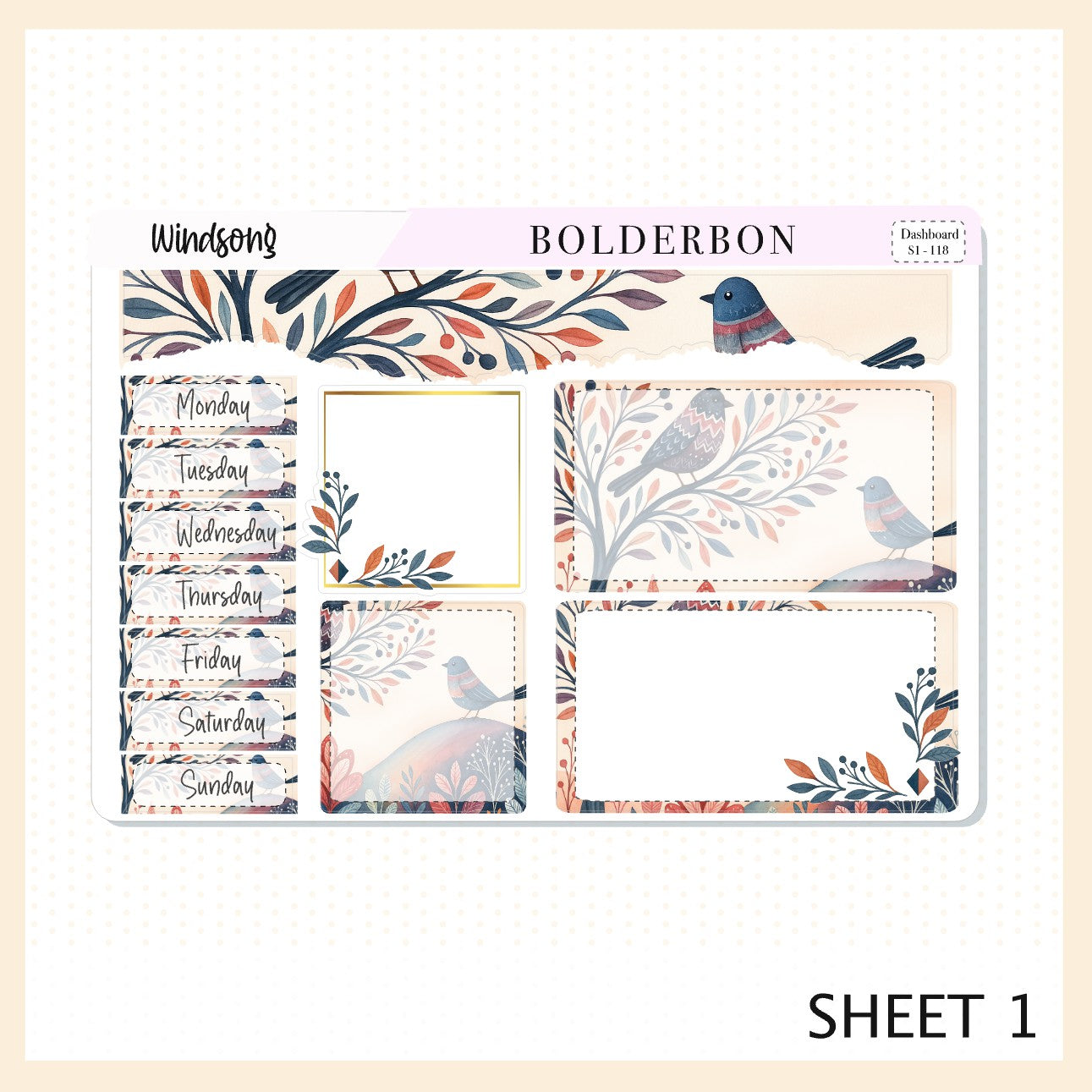WINDSONG Erin Condren Dashboard Sticker kit || Woodland Nature Theme, Whimsy, Folkart, Autumn Fall Vibe Planner Stickers
