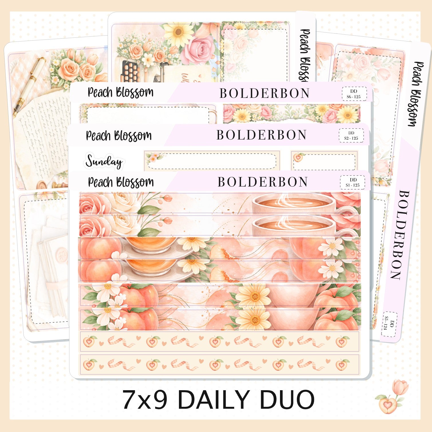 PEACH BLOSSOM 7x9 Daily Duo || Planner Sticker Kit for Erin Condren ...