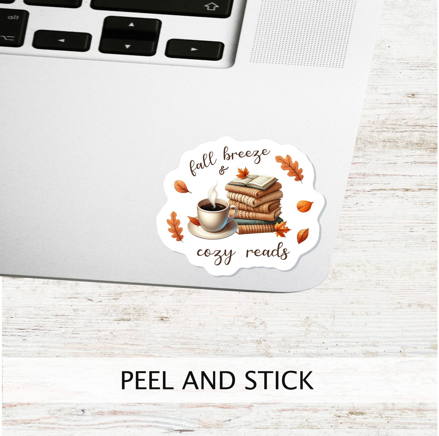 Fall Breeze & Cozy Reads Vinyl Sticker || Book & Coffee, Tea Lover Vinyl Sticker, Unique Bookish Gift for Fall