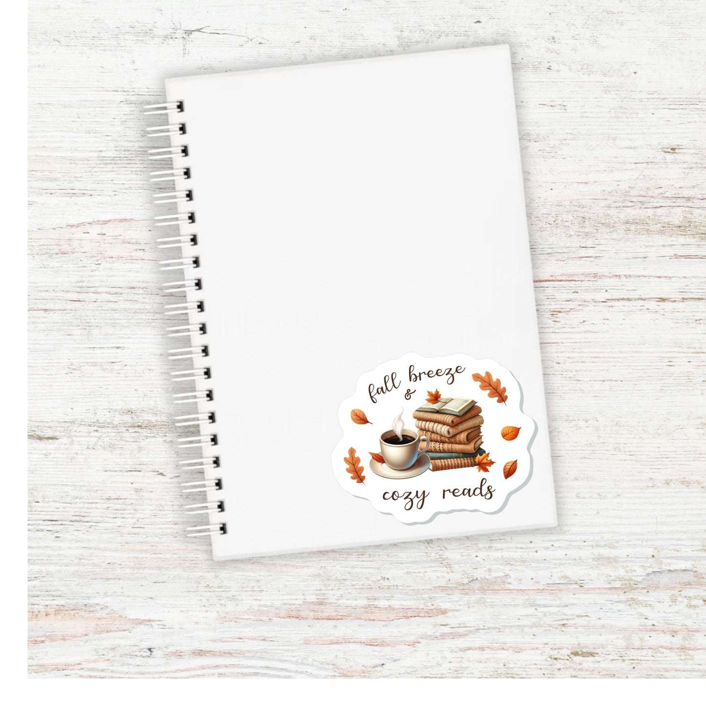 Fall Breeze & Cozy Reads Vinyl Sticker || Book & Coffee, Tea Lover Vinyl Sticker, Unique Bookish Gift for Fall