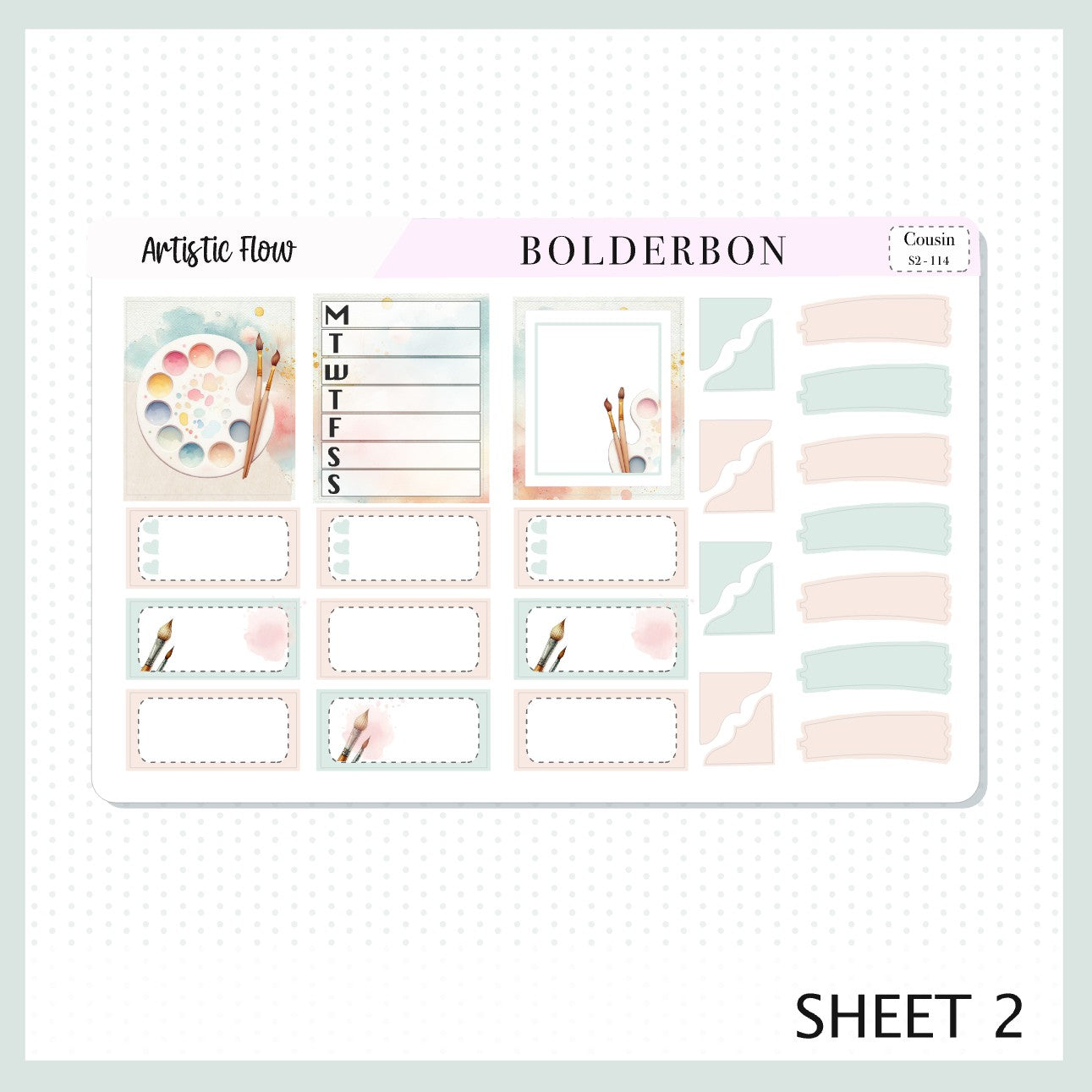 ARTISTIC FLOW Hobonichi Cousin || A5 Planner Sticker Kit, Watercolor Artist Theme Weekly Planner Stickers