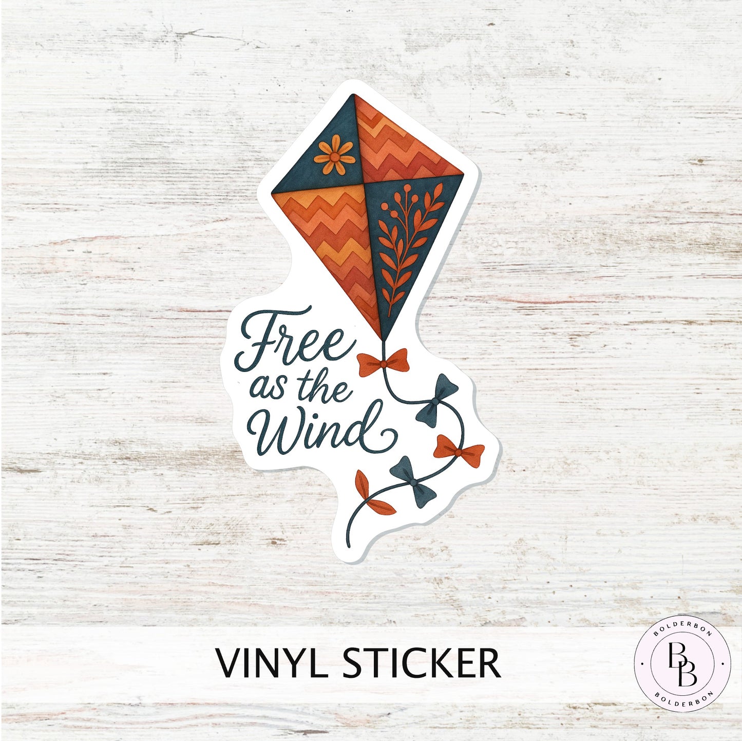 FREE AS THE WIND Sticker || Whimsical Autumn Vinyl Sticker, Boho Kite Sticker, Fall Folk Art Laptop Decal