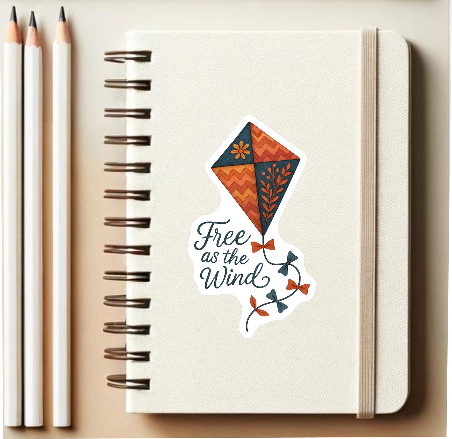 FREE AS THE WIND Sticker || Whimsical Autumn Vinyl Sticker, Boho Kite Sticker, Fall Folk Art Laptop Decal