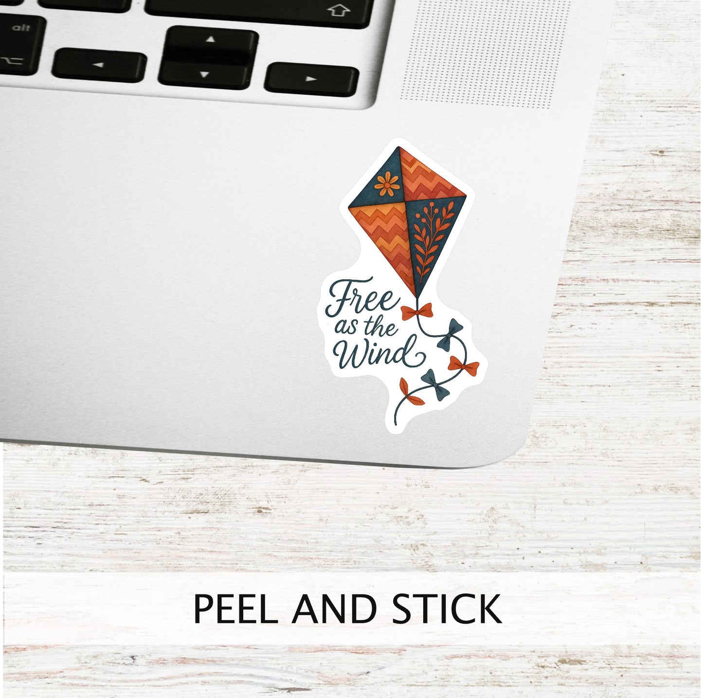 FREE AS THE WIND Sticker || Whimsical Autumn Vinyl Sticker, Boho Kite Sticker, Fall Folk Art Laptop Decal
