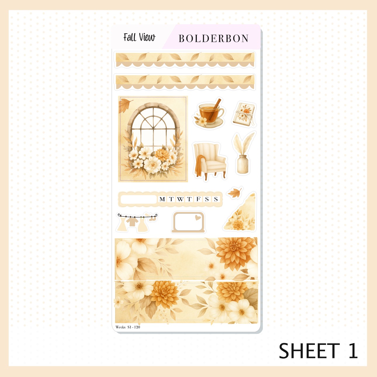 FALL VIEW Hobonichi Weeks || Cozy Fall Floral Planner Stickers, Autumn Aesthetic Vibe