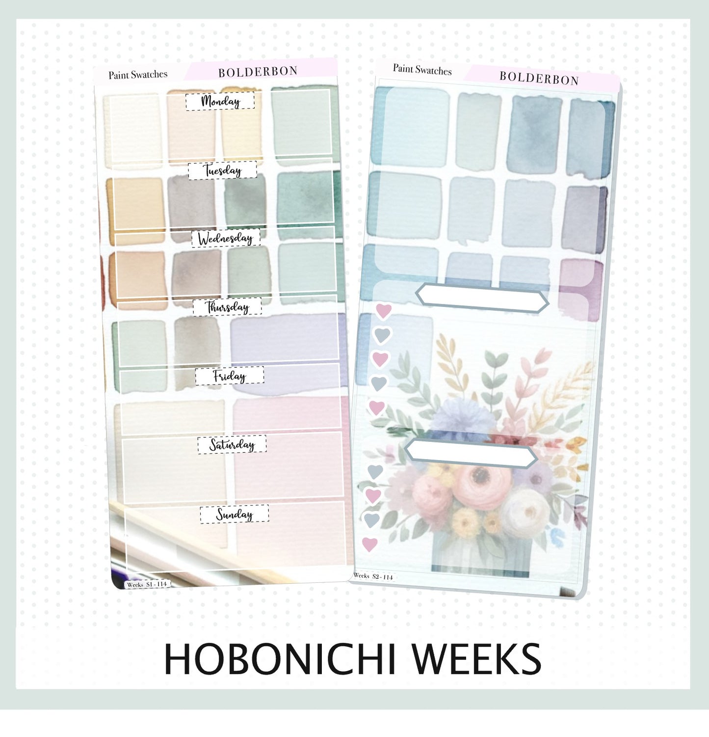 PAINT SWATCHES Hobonichi Weeks || Watercolor Art Pastel Weekly Planner Sticker Kit