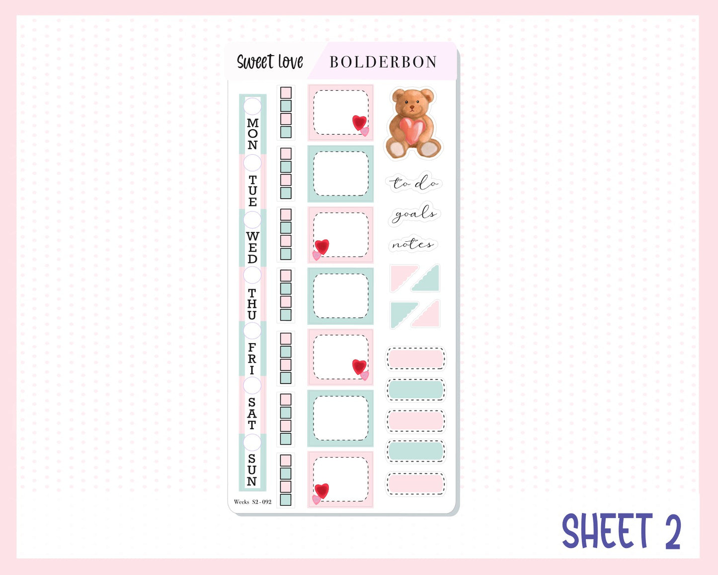 SWEET LOVE Hobonichi Weeks || Weekly Planner Sticker Kit