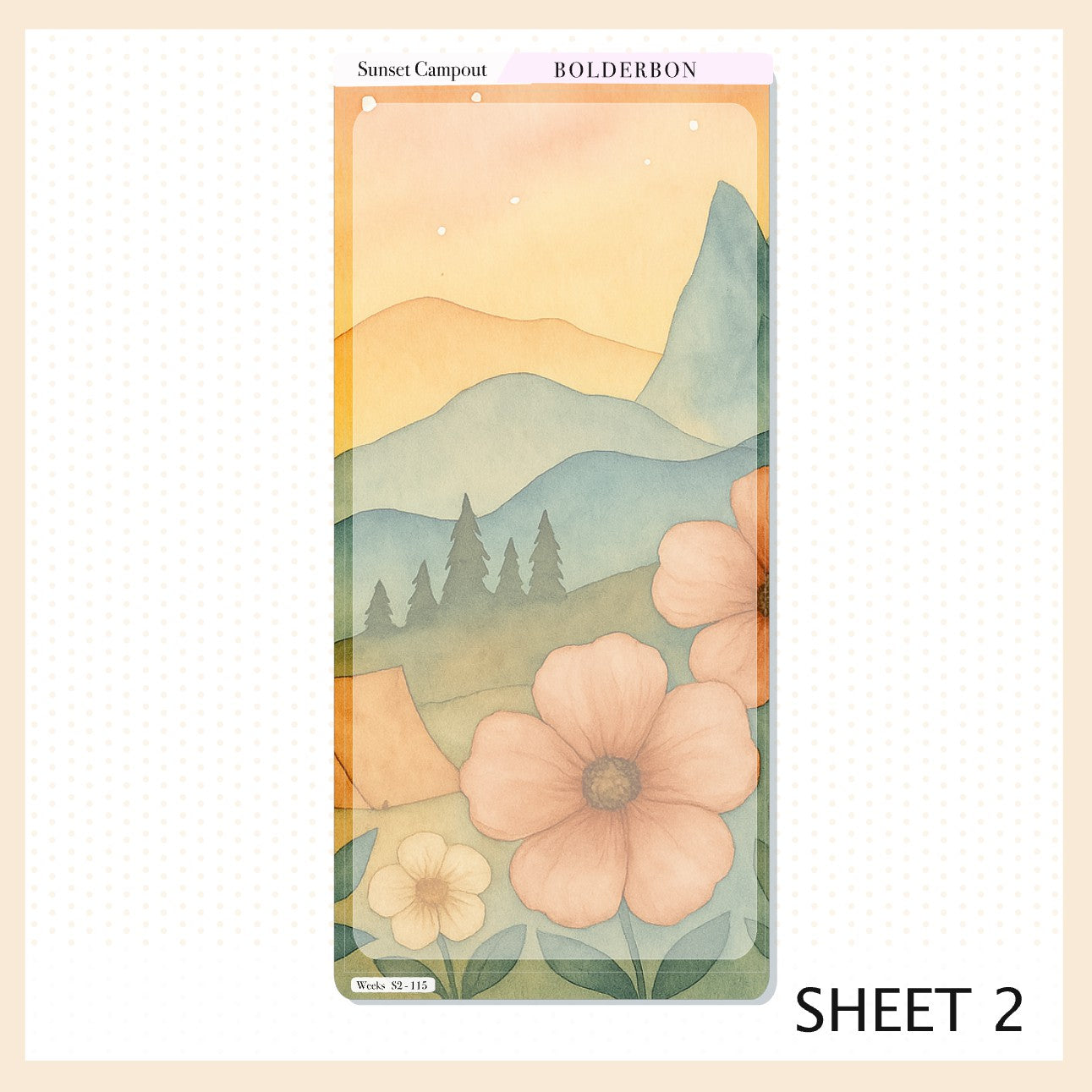 SUNSET CAMPOUT Hobonichi Weeks || Aesthetic Outdoor Nature Camping, Weekly Planner Sticker Kit