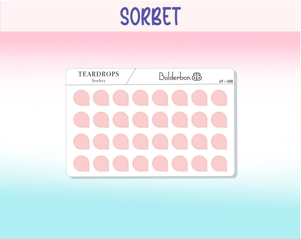 TEARDROPS STICKERS || Colorful, Frosted Clear, Icons, Pastel, Mini Dots, Planner Stickers