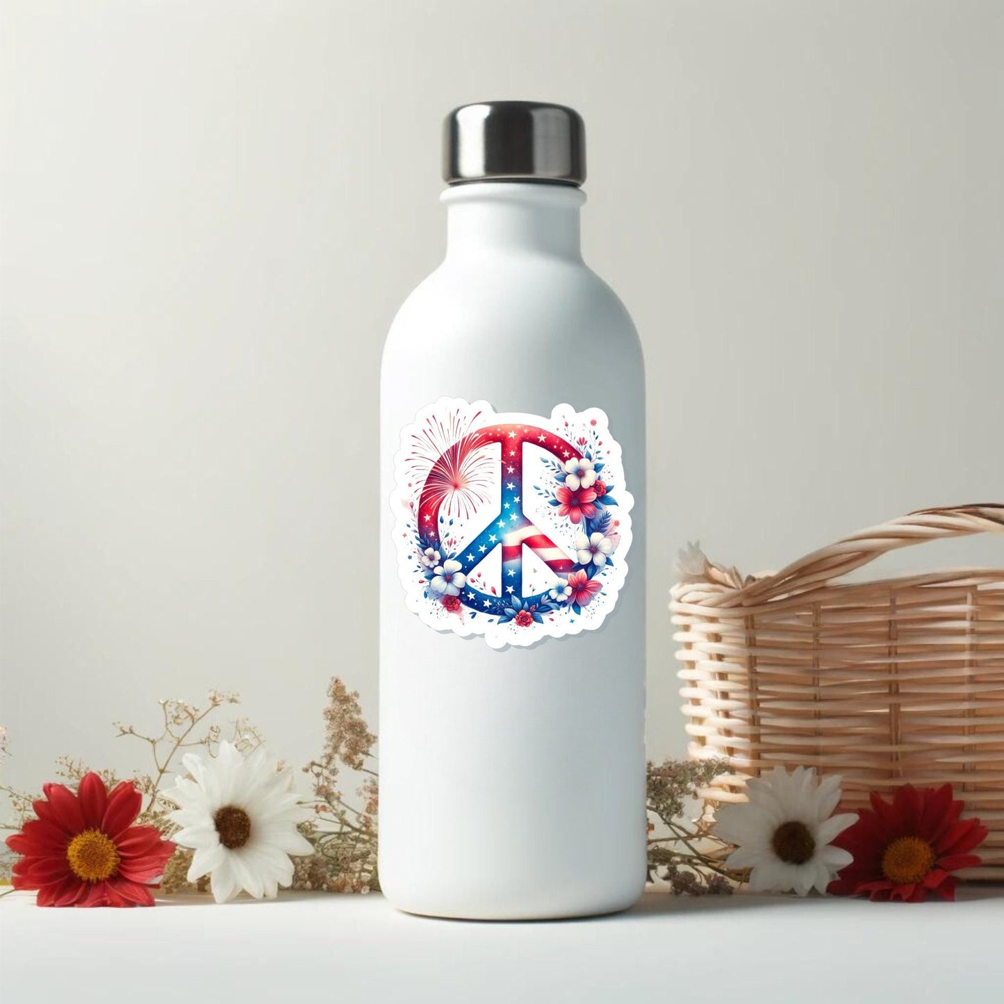 PATRIOTIC PEACE SIGN sticker || American Flag, Independence Day Sticker, Planner Scrapbook, Laptop Sticker, Water Bottle Sticker, Car Decal