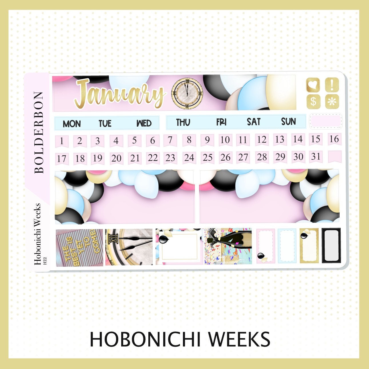 JANUARY Hobonichi Weeks Sticker Kit || Monthly Planner Stickers for Hobonichi Weeks, New Years, 2022