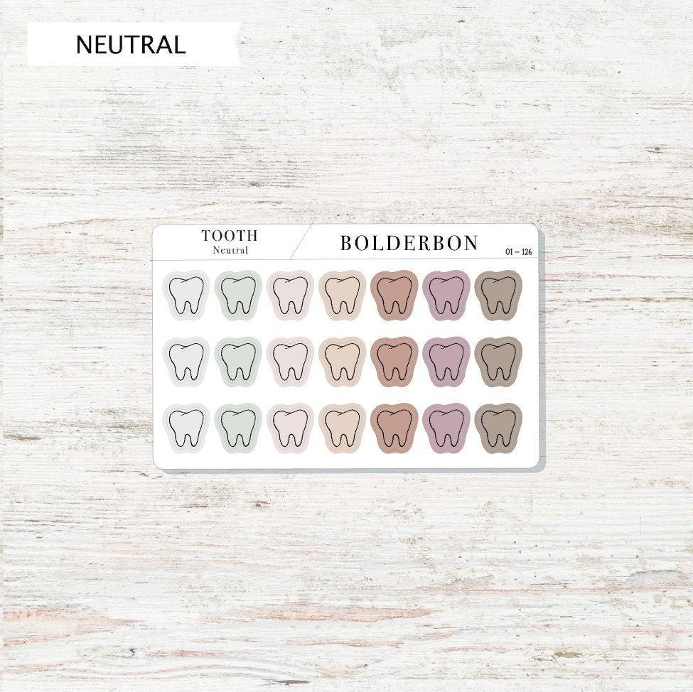 TOOTH icons || Planner Stickers, Frosted Clear, Neutral, Minimal, Black, Colorful, Hand Drawn, Mini