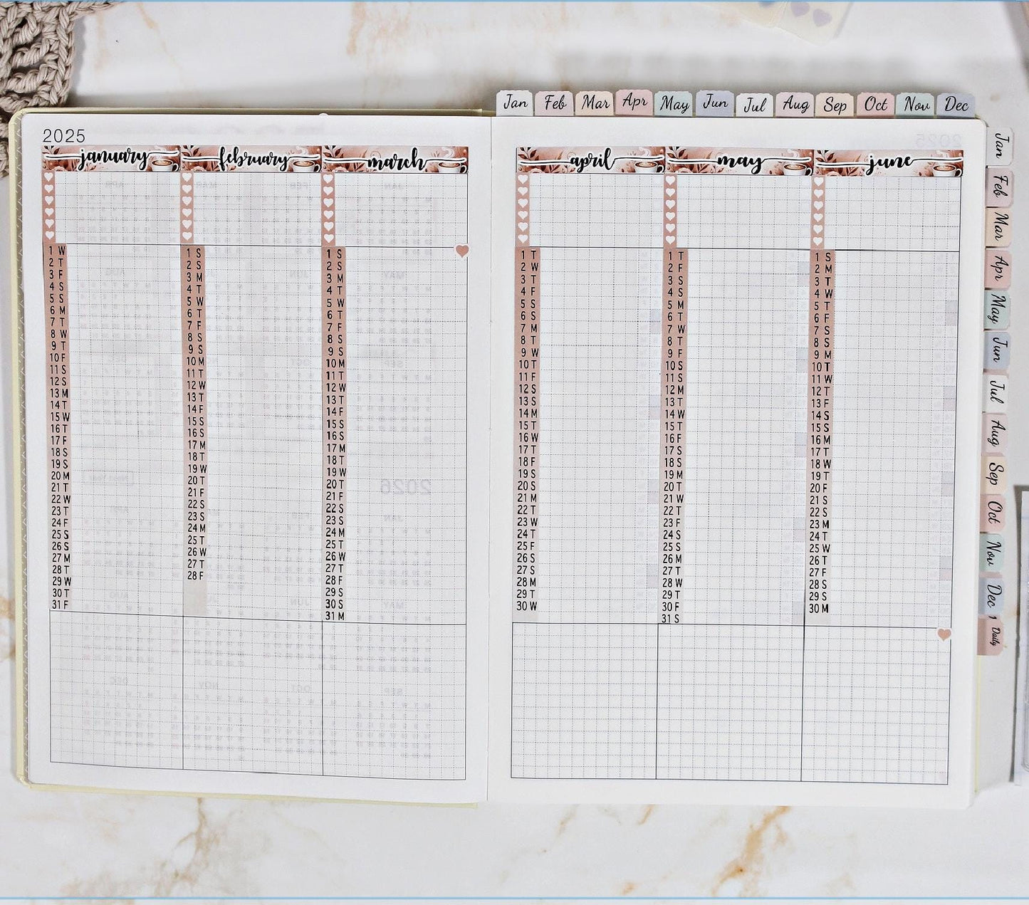 2026 HOBONICHI COUSIN Yearly Index Date Strips - Marigold || A5 Cousin, Day Free, Monthly Headers, Calendar Stickers, Year At A Glance