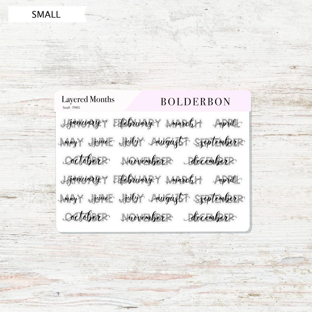 Layered Neutral Month Stickers || Script, Printed, Header, Vinyl, Monthly, Planner, Handlettering, Calendar, Cursive