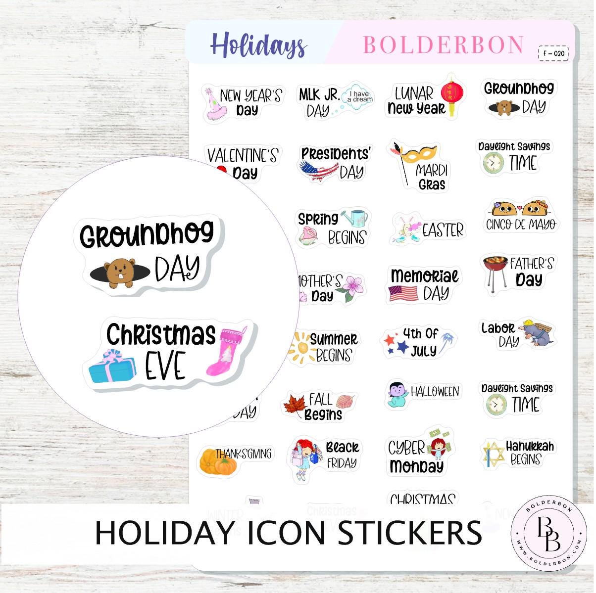 HOLIDAY icon sticker sheet || Seasonal stickers for Calendars, Planner – Bolderbon holiday-icon-sticker-sheet-seasonal-stickers-for-calendars-planner-bolderbon