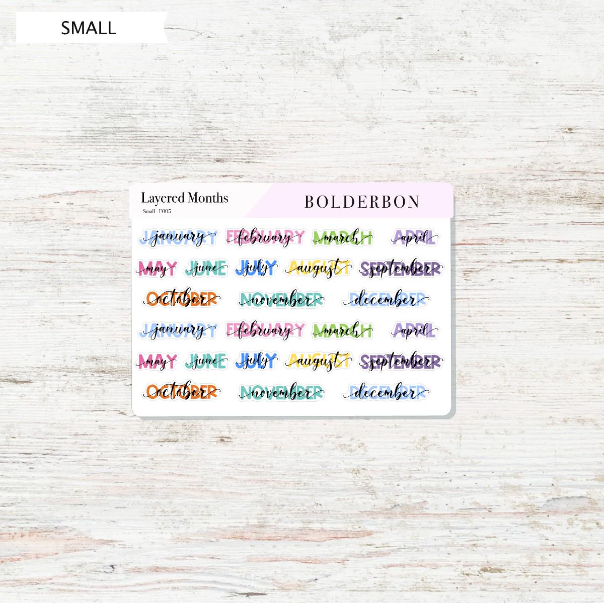 Layered Colorful Month Stickers || Script Month Labels for Planners, Journals, and Calendars