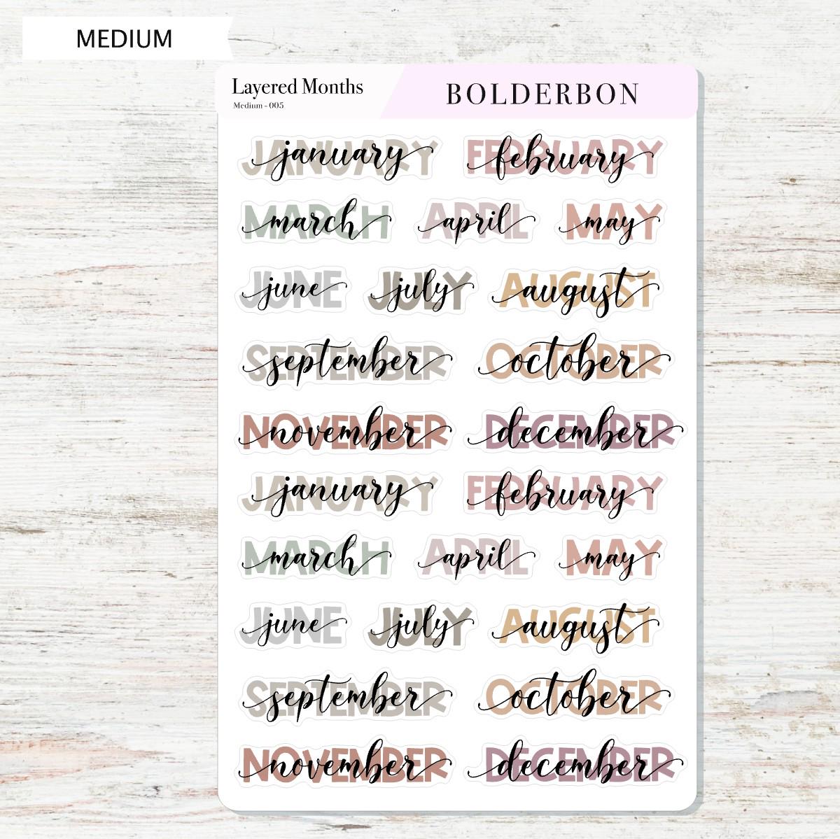 Aesthetic Layered Month Stickers || Script Month Labels for Planners, Journals, and Calendars
