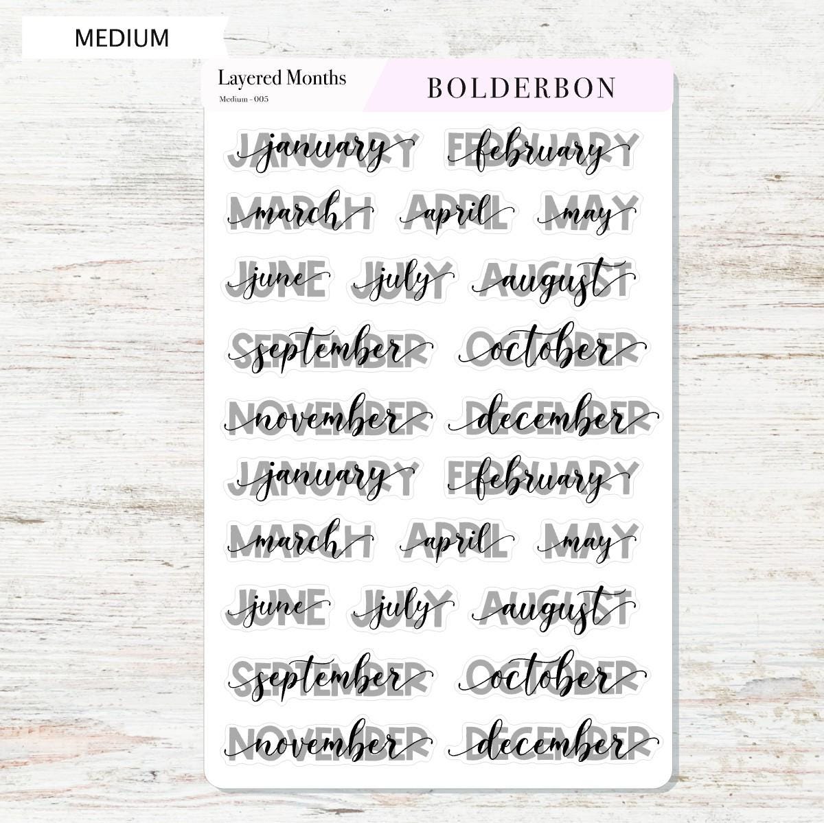 Layered Neutral Month Stickers || Script, Printed, Header, Vinyl, Monthly, Planner, Handlettering, Calendar, Cursive