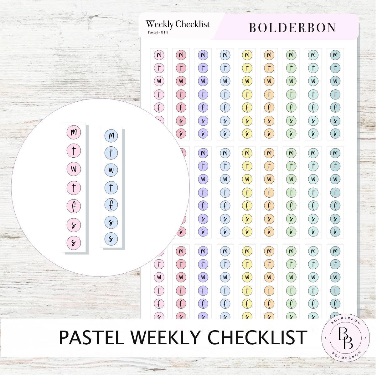 Weekly Checklist Stickers - Pastel || Days of the Week Planner Labels