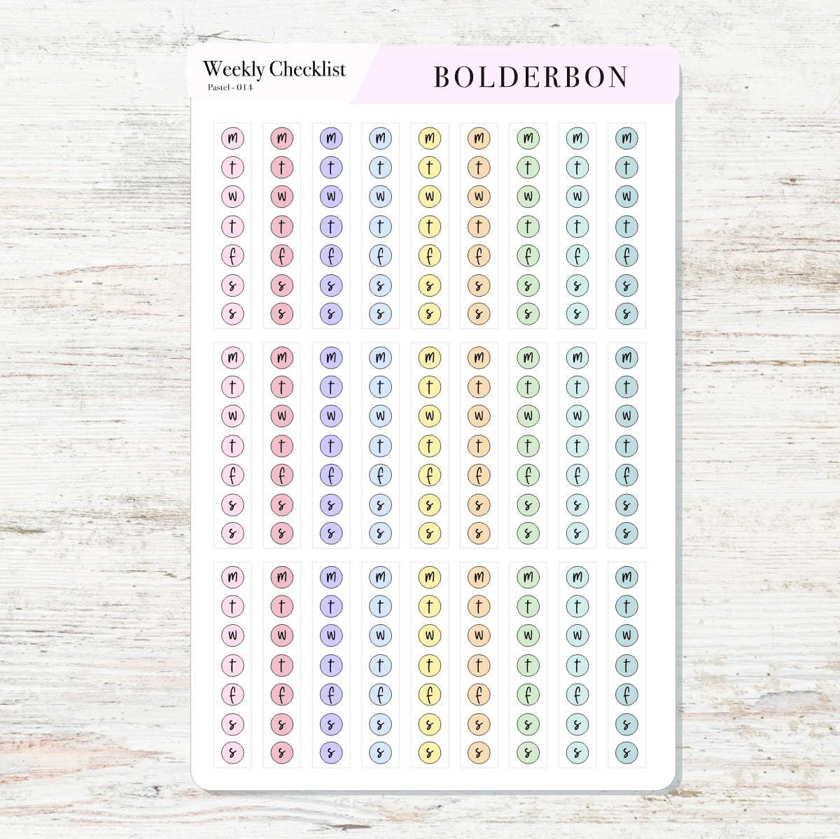 Weekly Checklist Stickers - Pastel || Days of the Week Planner Labels