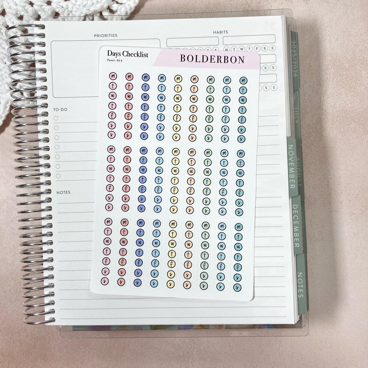 Weekly Checklist Stickers - Pastel || Days of the Week Planner Labels