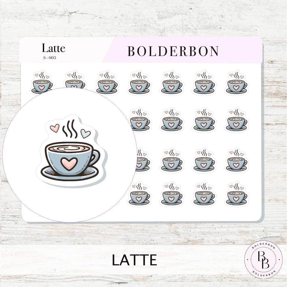 LATTE Icon Stickers || Planner Stickers, Coffee, Mocha, Tea, Cappuccino