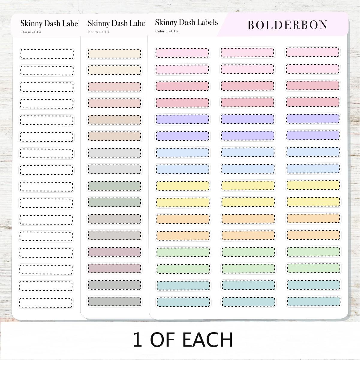 SKINNY DASH Labels || 3 Color Palettes, Planner Stickers, Minimal Aesthetic
