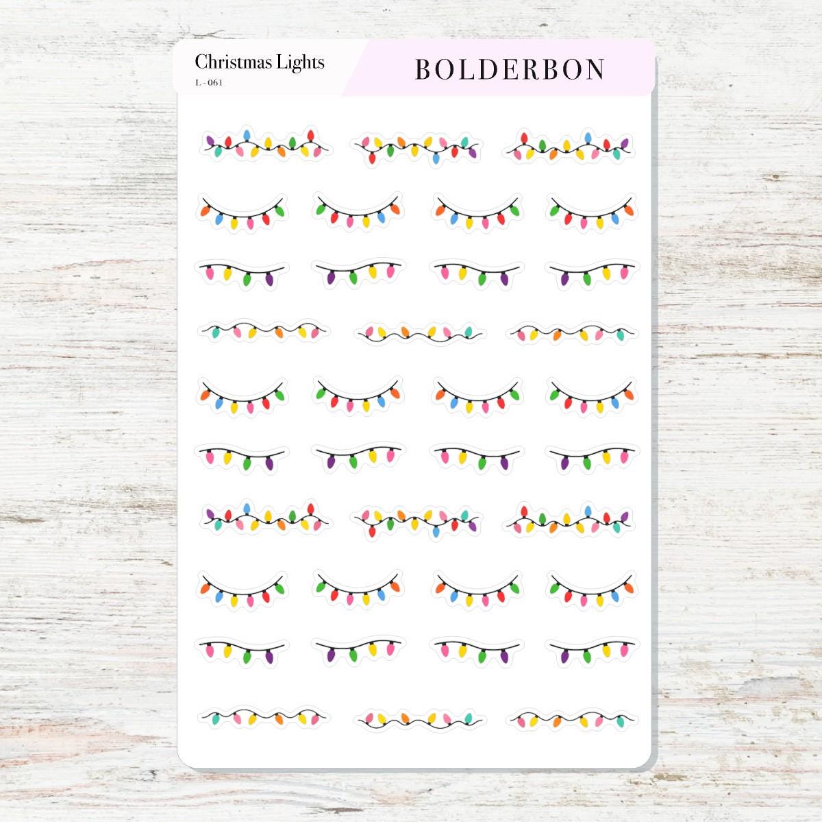 CHRISTMAS LIGHT Stickers || Holiday Dividers, Borders, Garland Decorations for Planners, Calendars & Journals
