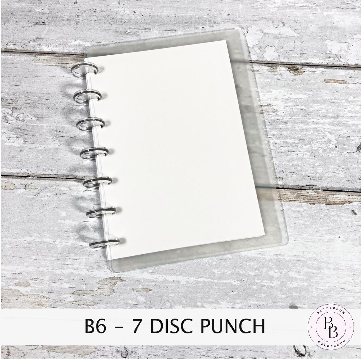 Discbound Notebook || Half Letter or B6 Size, Clear Cover, 7 or 8 Disc Planner, Minimalist Blank Journal, Refillable Paper
