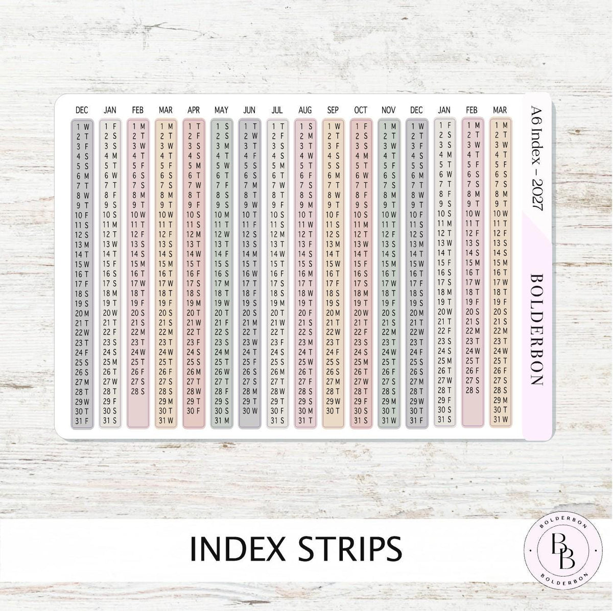 2027 Index Stickers • Hobonichi A6 • Original HON Avec Day Free • Aesthetic