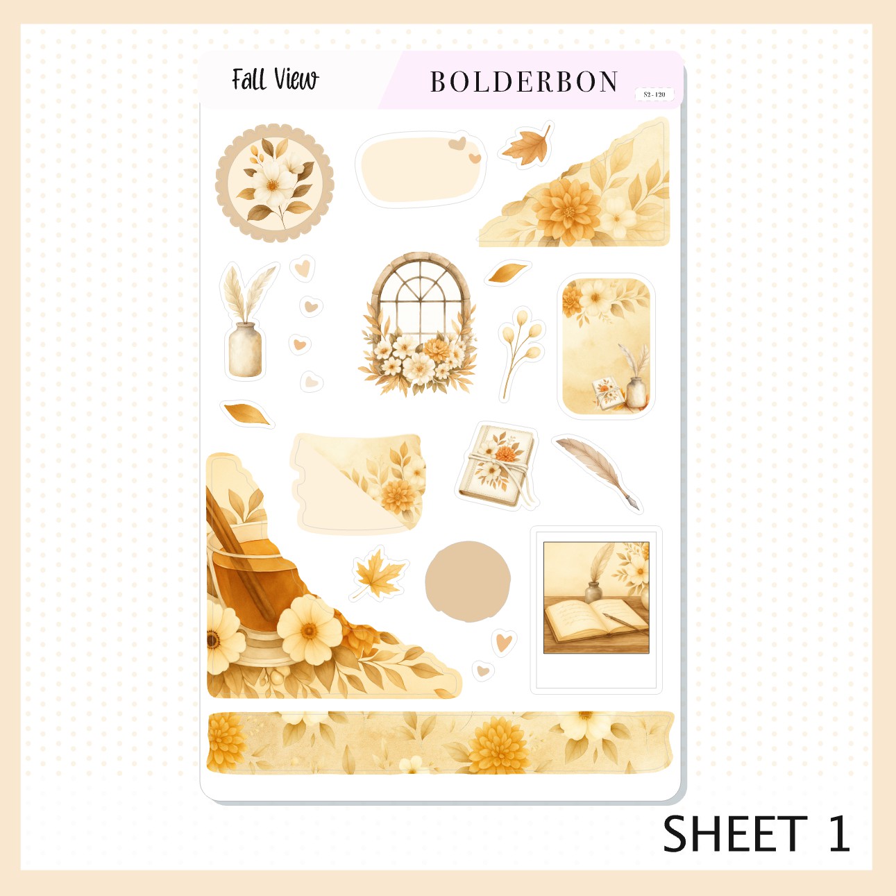 FALL VIEW || Journal Sticker Kit, Cozy Autumn Floral Planner Stickers, Fall Elegant Aesthetic Vibe