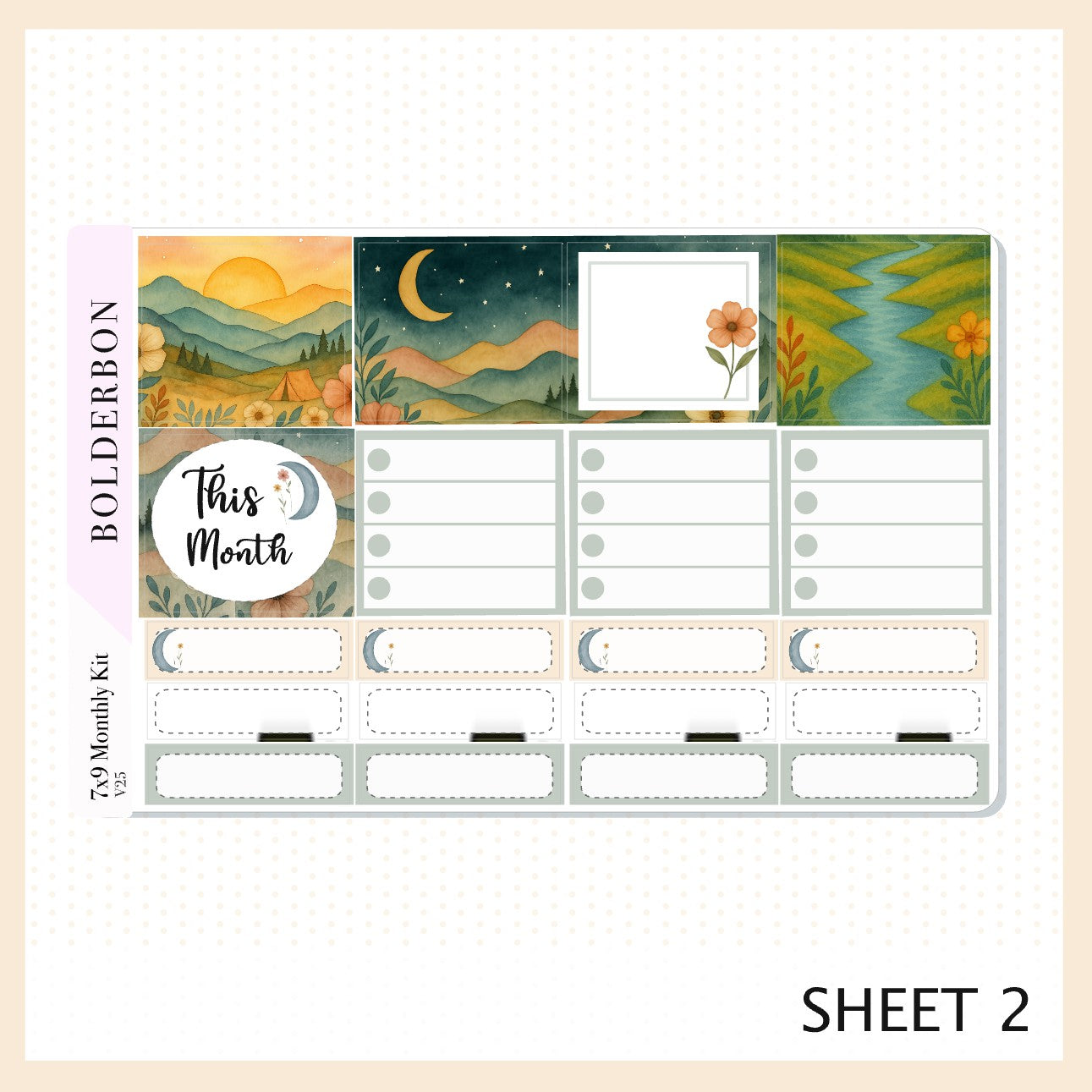 JUNE 7x9 Monthly Sticker Kit || Dream Mountain, Outdoor Aesthetic, Camping, Nature, Scenic Planner Stickers