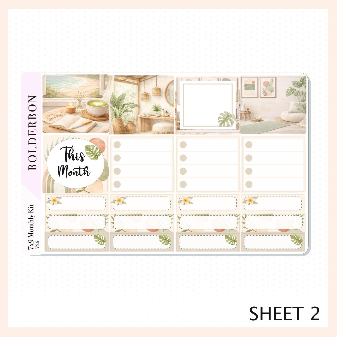 JUNE 7x9 Monthly Sticker Kit || Calm Space Planner Stickers for Erin Condren