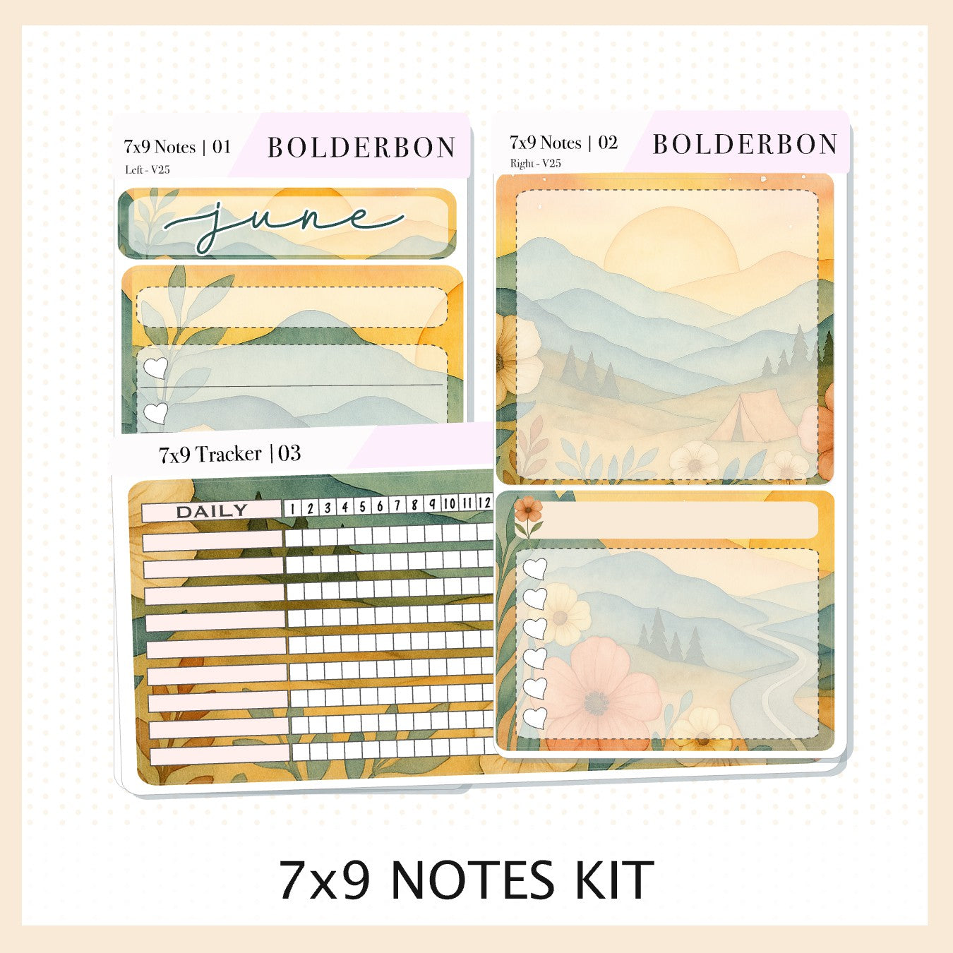 May 7x9 Notes Kit || Painter's Palette Theme, Planner Sticker Kit for Erin Condren Dashboard