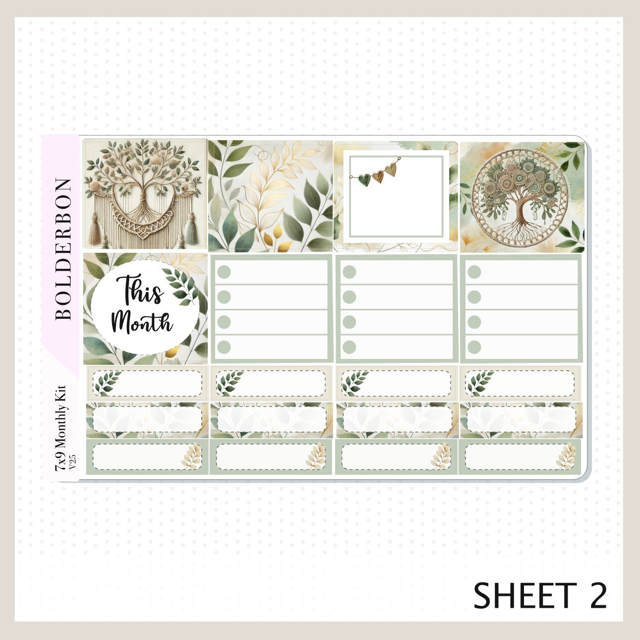 MARCH 7x9 Monthly Sticker Kit || Boho Vibes, Aesthetic