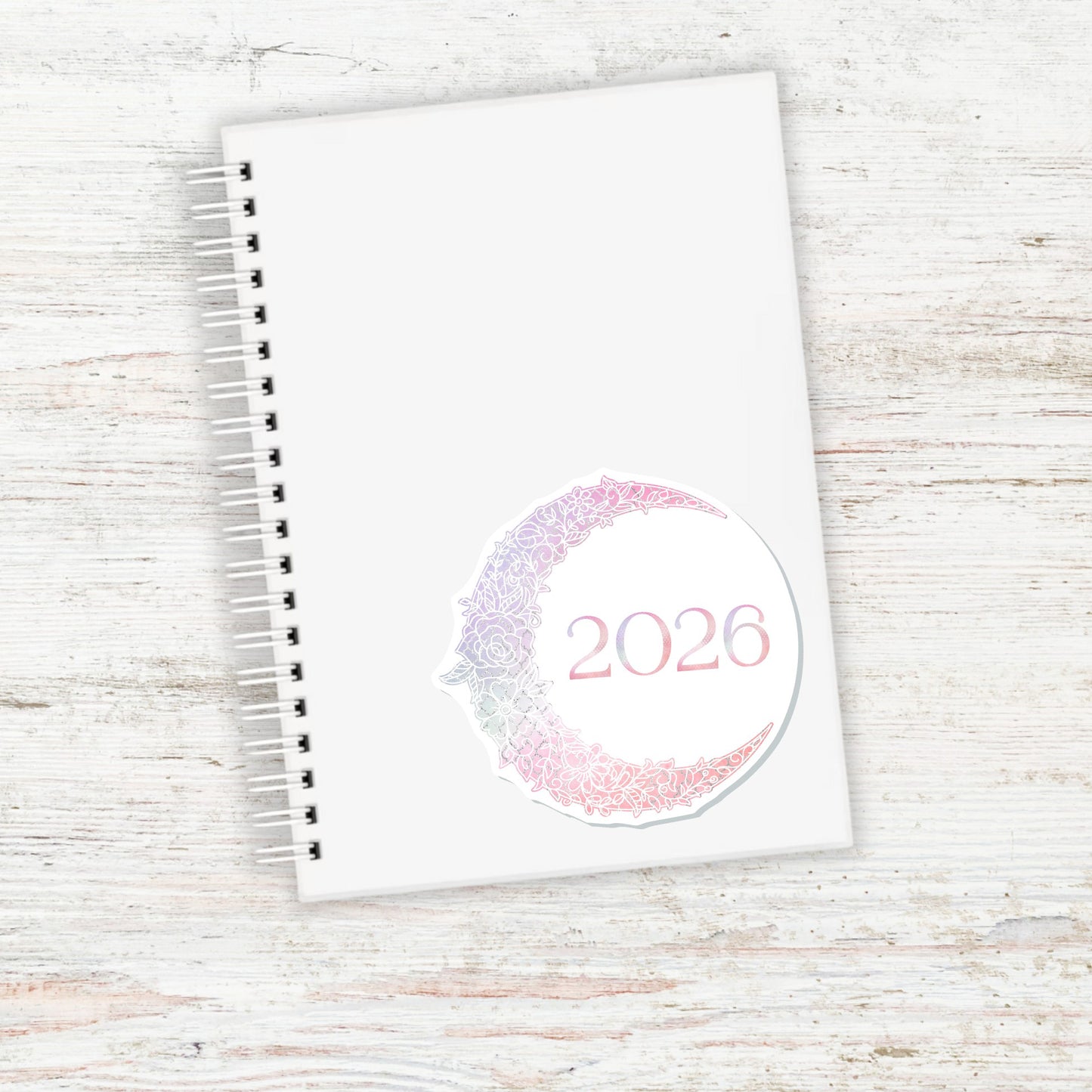 2026 FLORAL MOON || 2026 Crescent Moon Vinyl Sticker || Floral Lunar Year Decal for Planners, Journals, or Gifts