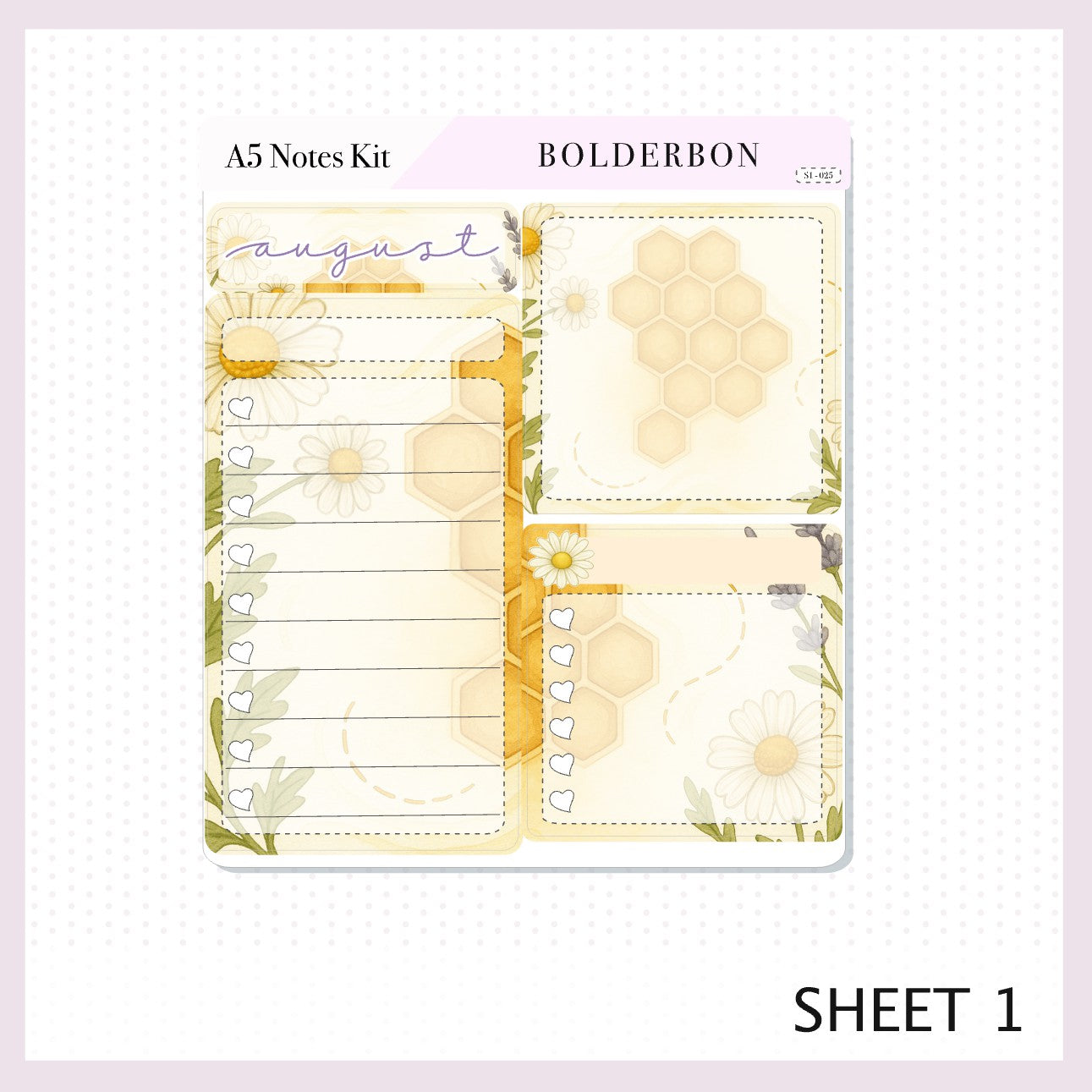 AUGUST A5 NOTES KIT Original Layout || Planner Sticker Kit for A5 Planners and Notebooks, Sweet Honey