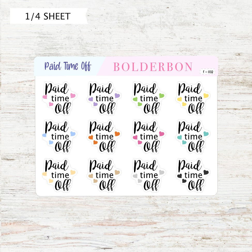 PAID TIME OFF || Planner Stickers