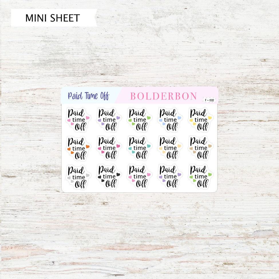 PAID TIME OFF || Planner Stickers
