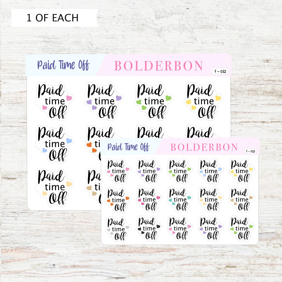 PAID TIME OFF || Planner Stickers