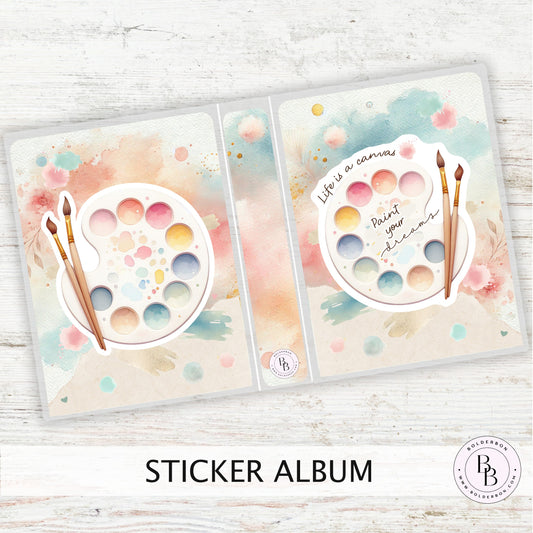 PAINT YOUR DREAMS Sticker Album || Sleeve Album, Art Lover's Gift, Artist Sticker Album, Paint Palette