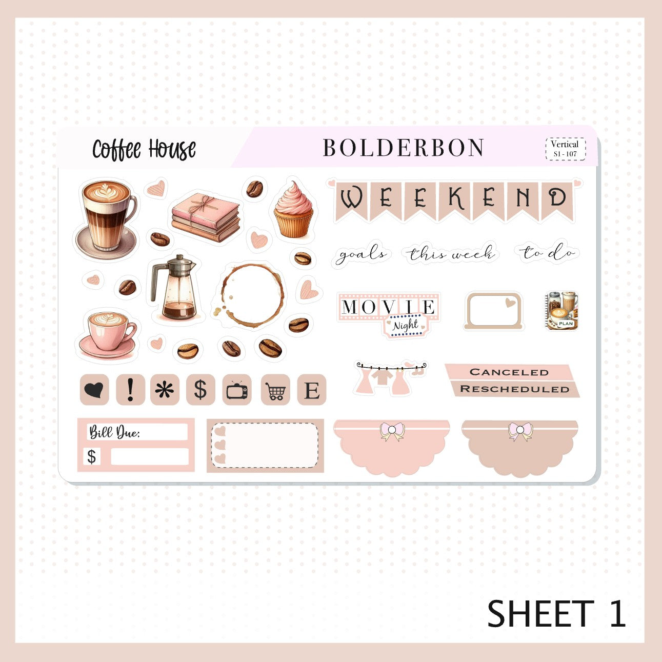 COFFEE HOUSE || 7x9 Vertical Planner Sticker Kit