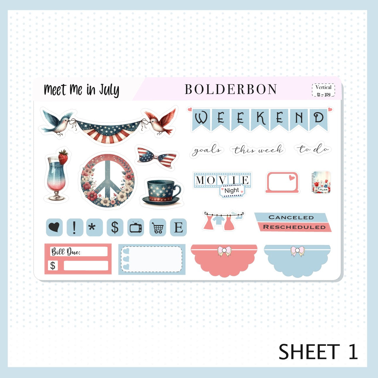 MEET ME IN JULY || 7x9 Vertical Planner Sticker Kit