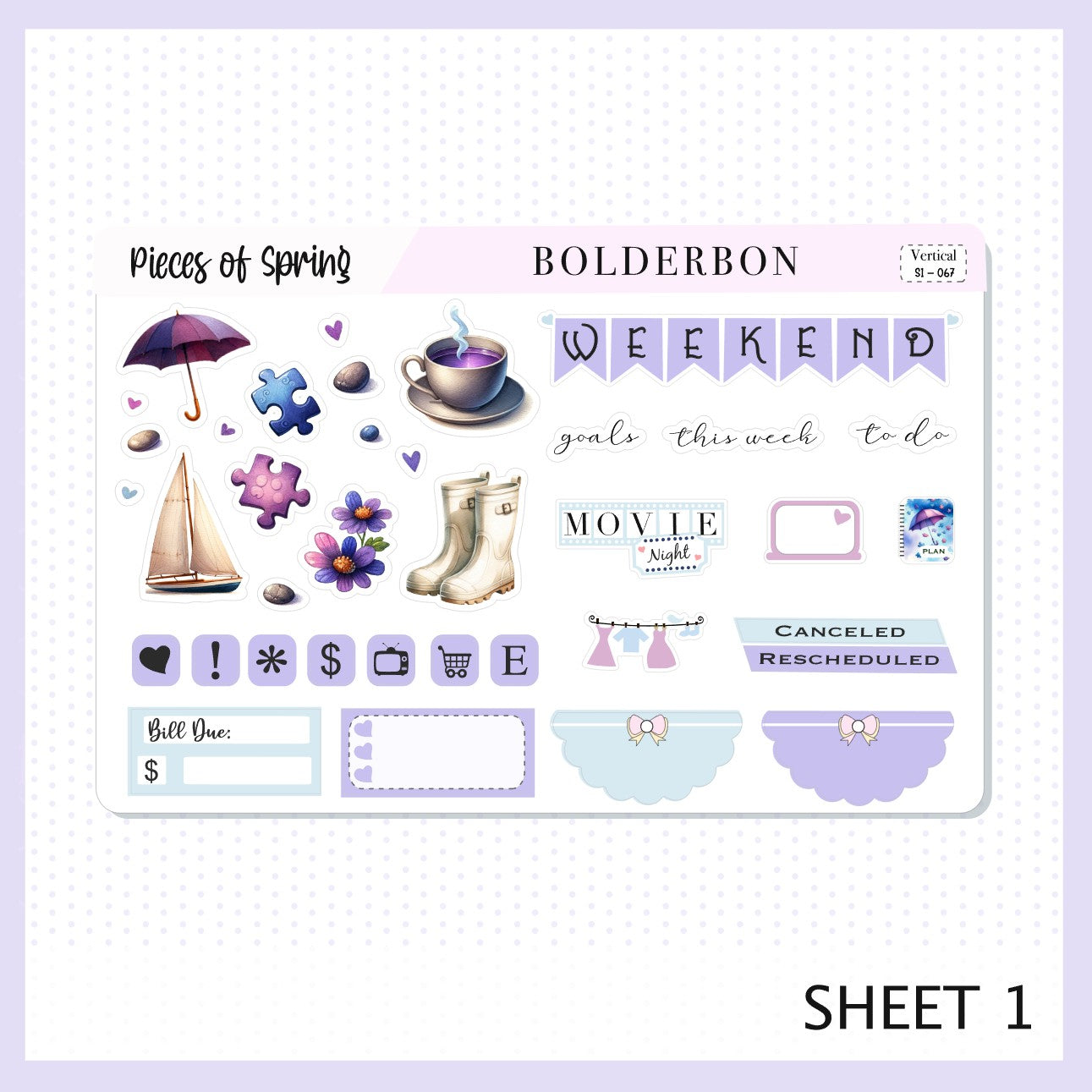 PIECES OF SPRING || 7x9 Vertical Planner Sticker Kit