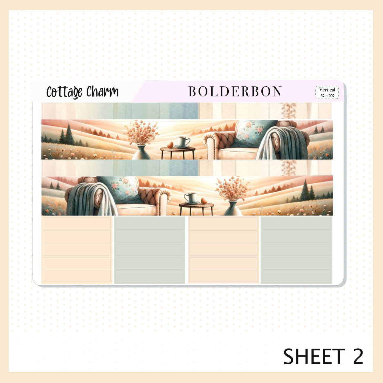 COTTAGE CHARM || 7x9 Vertical Planner Sticker Kit