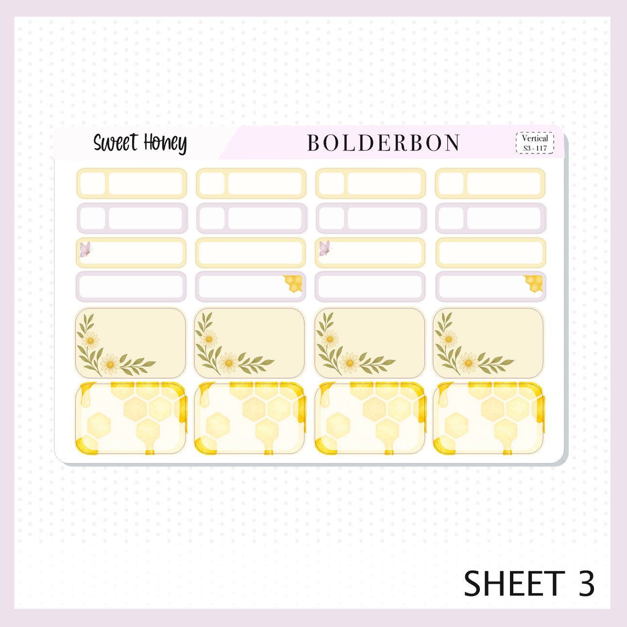 SWEET HONEY 7x9 Vertical Sticker Kit || Bees, Florals & Cozy Farmhouse Vibe Planner Stickers