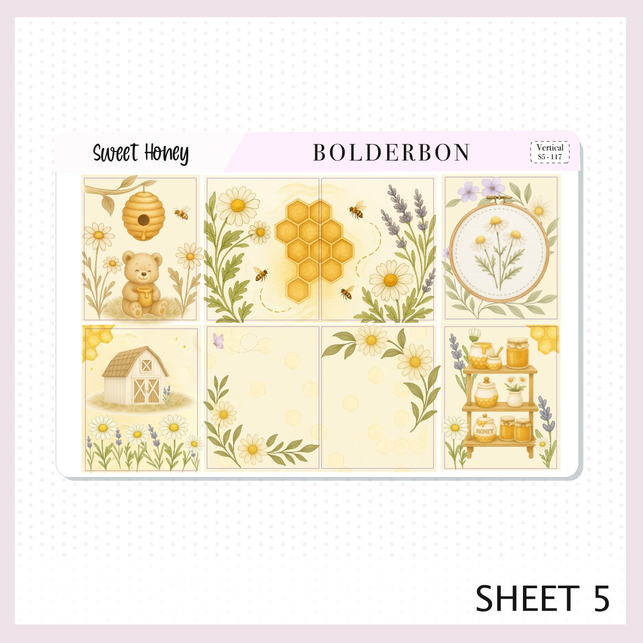 SWEET HONEY 7x9 Vertical Sticker Kit || Bees, Florals & Cozy Farmhouse Vibe Planner Stickers