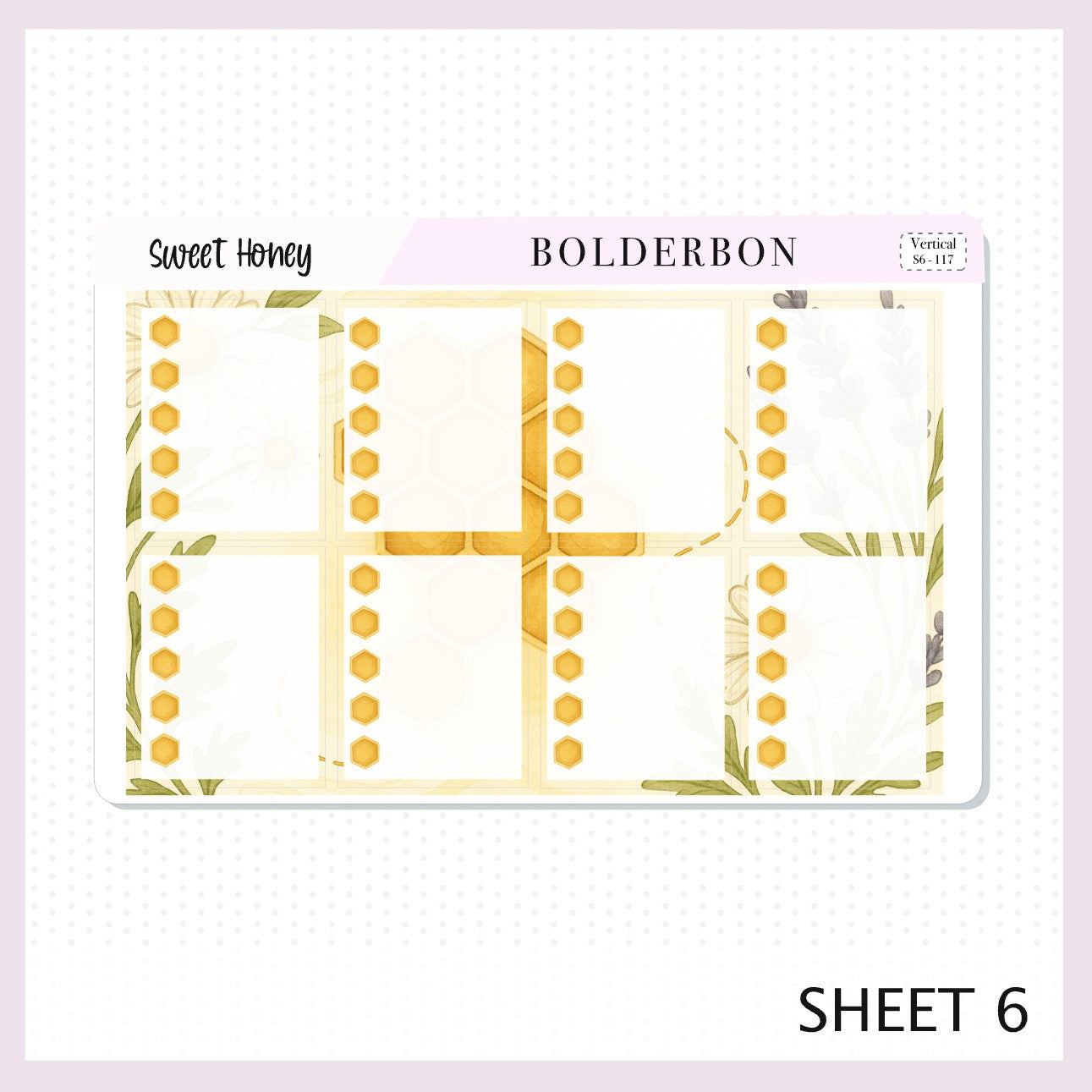 SWEET HONEY 7x9 Vertical Sticker Kit || Bees, Florals & Cozy Farmhouse Vibe Planner Stickers