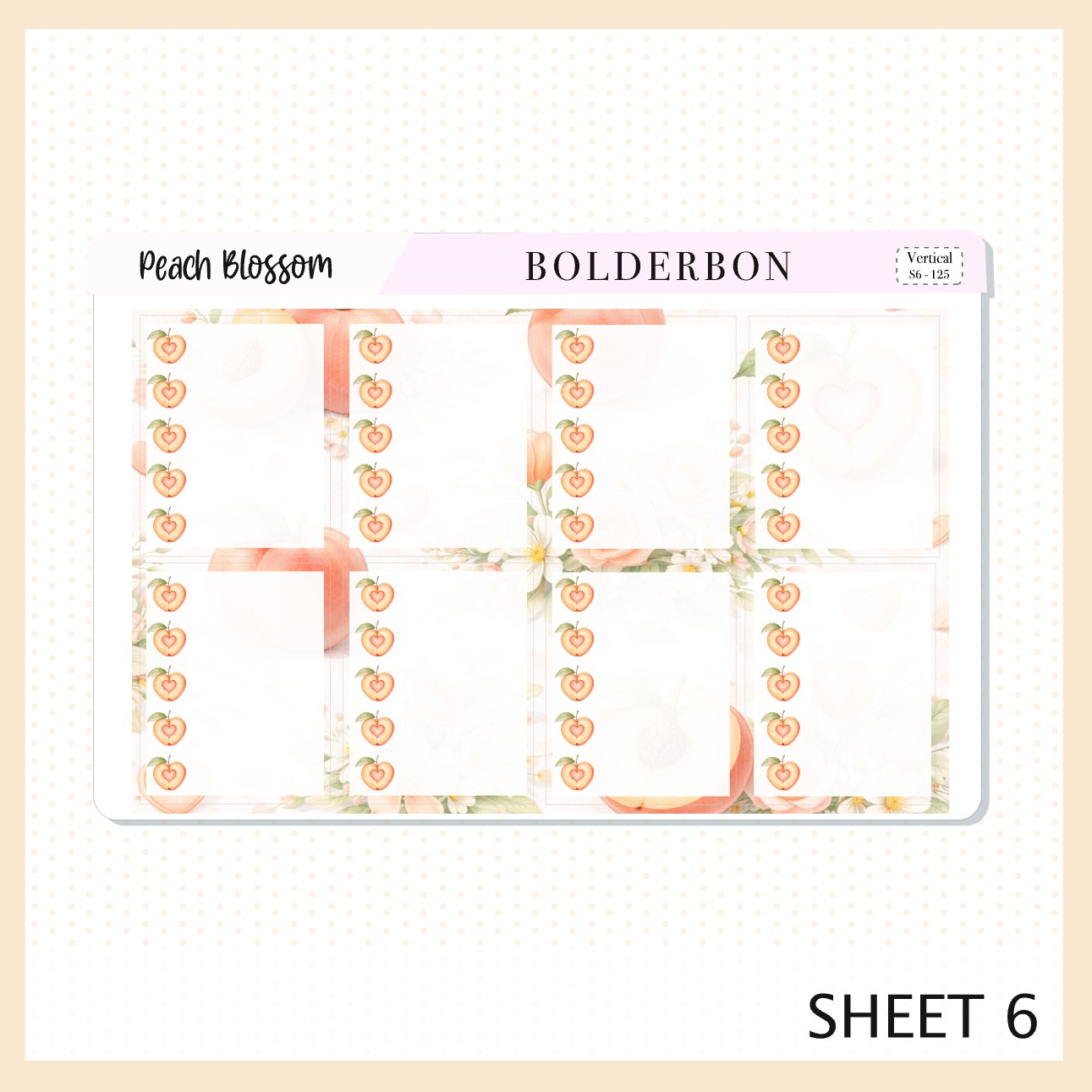 Peach Blossom 7x9 Vertical Sticker Kit || Spring Floral Planner Stickers, Pastel Aesthetic Weekly Kit